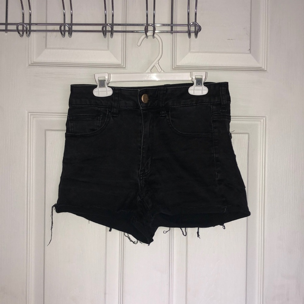 American eagle women black jean shorts